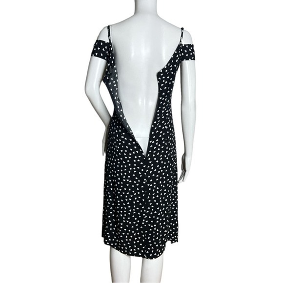 Yumi Kim Dress Womens XS Fit & Flare Black White Heart Print Off Shoulder Preppy - Picture 4 of 7